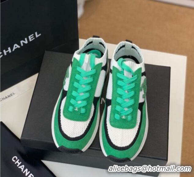 Feminine Chanel Knit & Suede Sneakers G38750 Green