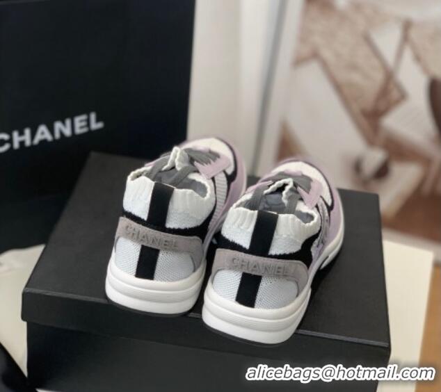 Feminine Chanel Knit & Suede Sneakers G38750 Purple