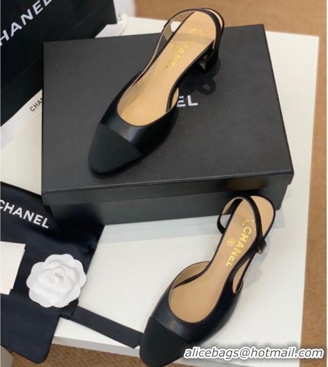 Shop Cheap Chanel Leather Slingback Pumps 6.5cm G31318 Black