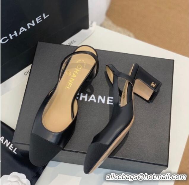 Shop Cheap Chanel Leather Slingback Pumps 6.5cm G31318 Black