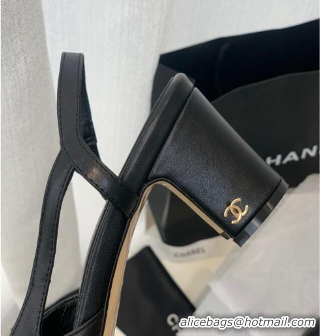 Luxury Cheap Chanel Leather Slingback Pumps 6.5cm G31318 Black