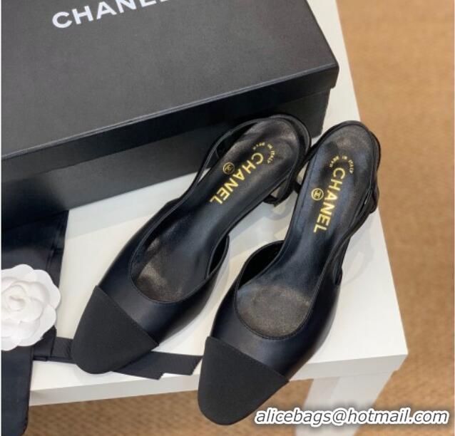 Luxury Cheap Chanel Leather Slingback Pumps 6.5cm G31318 Black