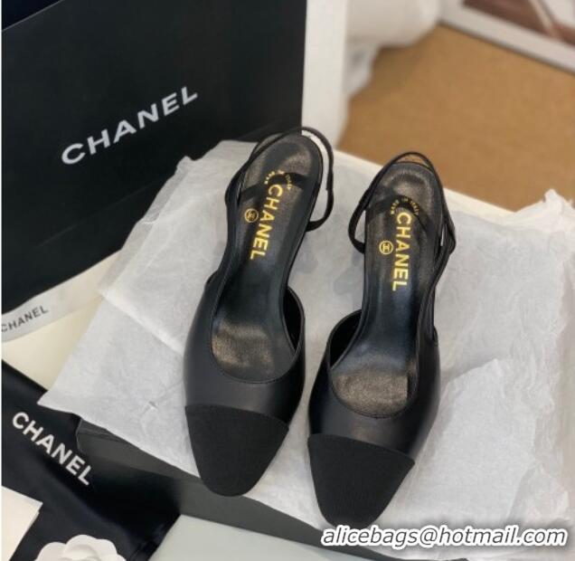 Luxury Cheap Chanel Leather Slingback Pumps 6.5cm G31318 Black