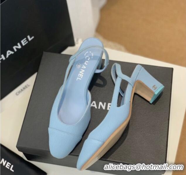 Good Quality Chanel Denim Slingback Pumps 6.5cm G31318 Blue