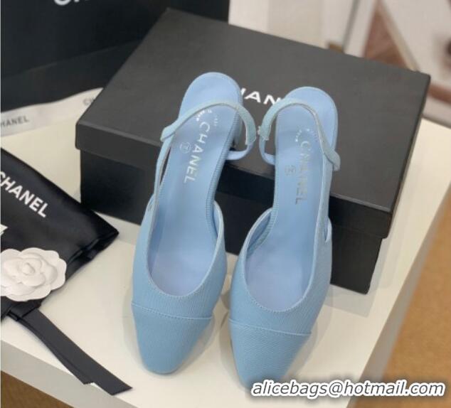 Good Quality Chanel Denim Slingback Pumps 6.5cm G31318 Blue