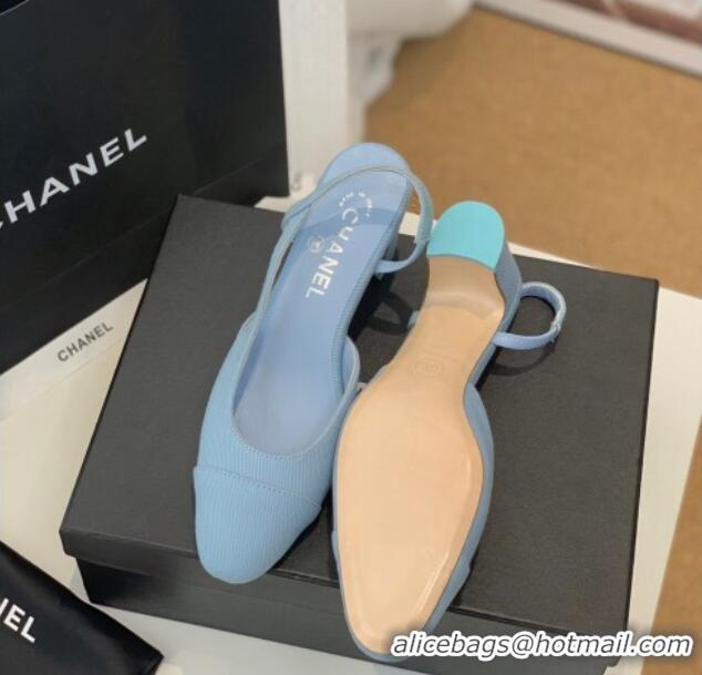 Good Quality Chanel Denim Slingback Pumps 6.5cm G31318 Blue