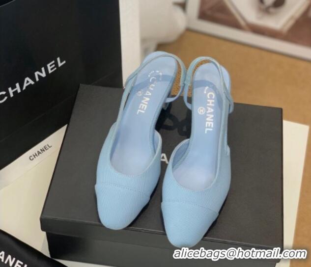 Good Quality Chanel Denim Slingback Pumps 6.5cm G31318 Blue