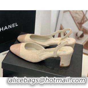 Low Price Chanel Canvas Slingback Pumps 6.5cm G31318 Beige