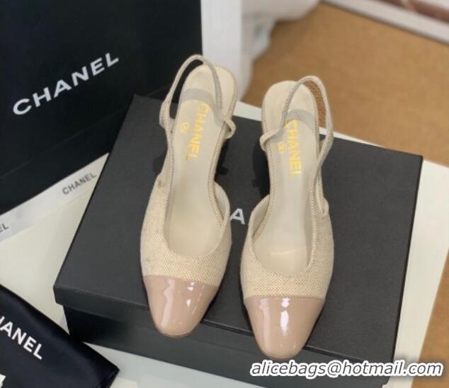 Low Price Chanel Canvas Slingback Pumps 6.5cm G31318 Beige