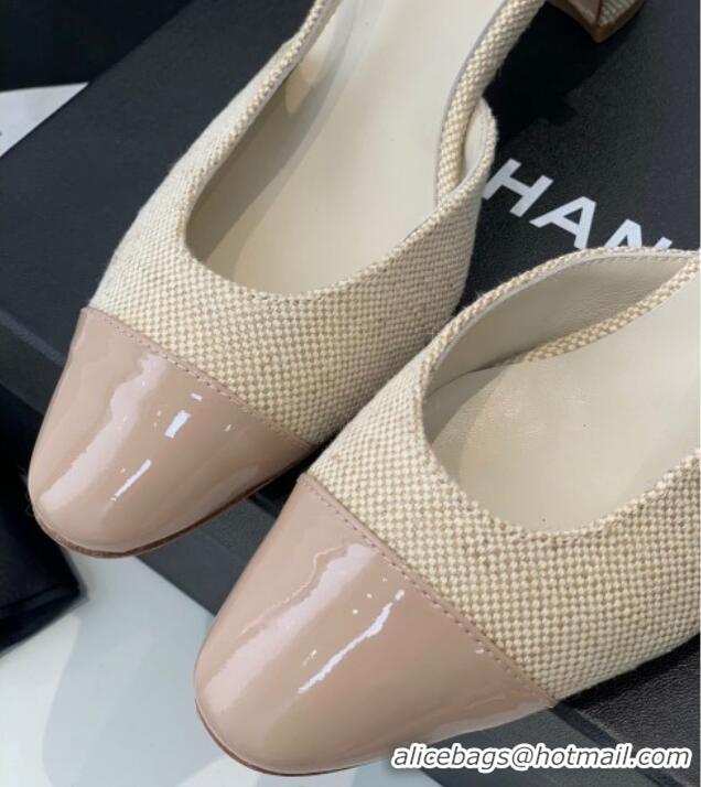 Low Price Chanel Canvas Slingback Pumps 6.5cm G31318 Beige