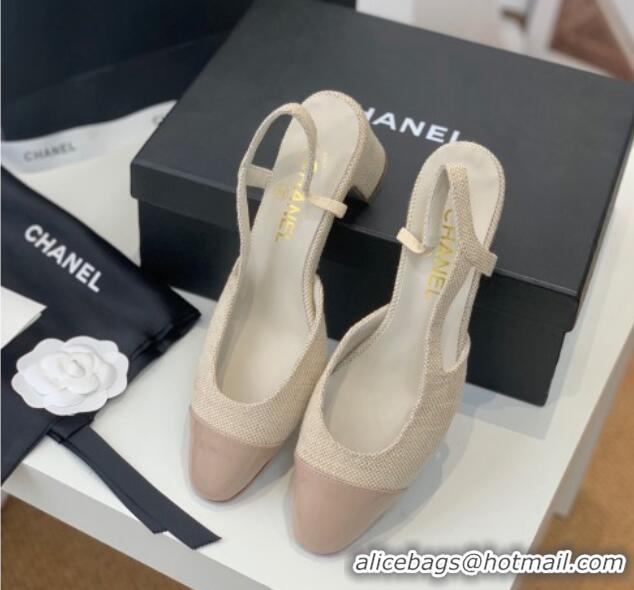 Low Price Chanel Canvas Slingback Pumps 6.5cm G31318 Beige