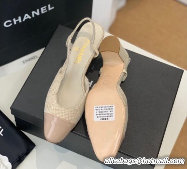 Low Price Chanel Canvas Slingback Pumps 6.5cm G31318 Beige