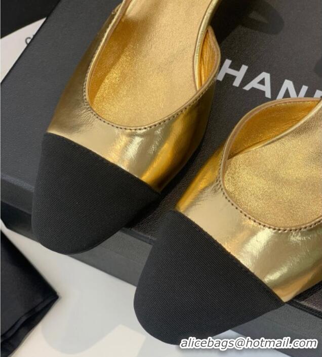 Good Looking Chanel Leather Slingback Pumps 6.5cm G31318 Gold