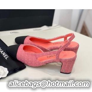 Purchase Chanel Knit Slingback Pumps 6.5cm G31318 Pink