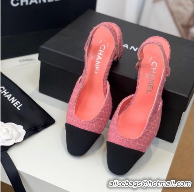 Purchase Chanel Knit Slingback Pumps 6.5cm G31318 Pink