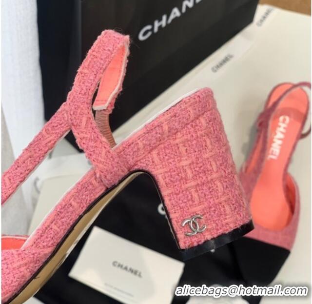 Purchase Chanel Knit Slingback Pumps 6.5cm G31318 Pink