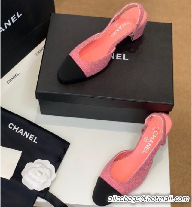 Purchase Chanel Knit Slingback Pumps 6.5cm G31318 Pink