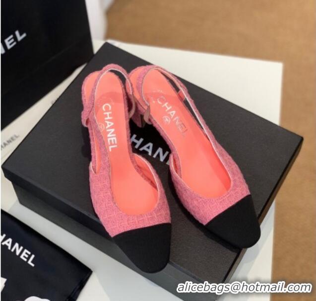 Purchase Chanel Knit Slingback Pumps 6.5cm G31318 Pink