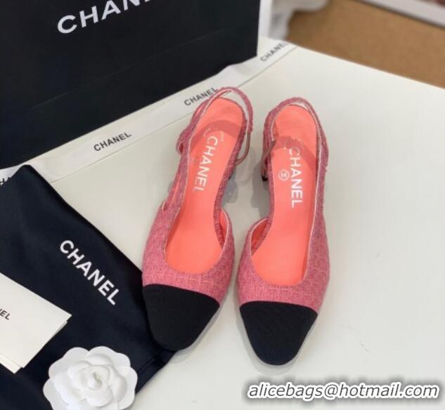 Purchase Chanel Knit Slingback Pumps 6.5cm G31318 Pink