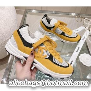 Comfortable Chanel Knit & Suede Sneakers G38750 Yellow