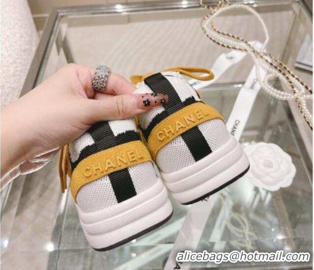 Comfortable Chanel Knit & Suede Sneakers G38750 Yellow