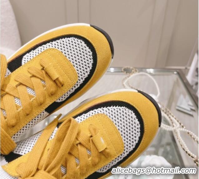 Comfortable Chanel Knit & Suede Sneakers G38750 Yellow