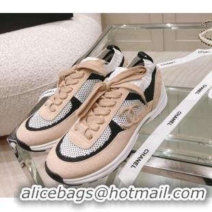 New Style Chanel Knit & Suede Sneakers G38750 Beige