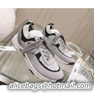 Discount Chanel Knit & Suede Sneakers G38750 Gray