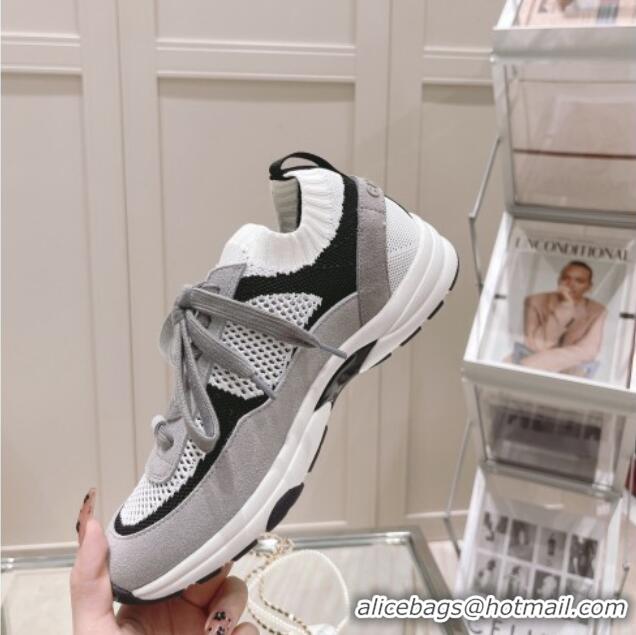 Discount Chanel Knit & Suede Sneakers G38750 Gray