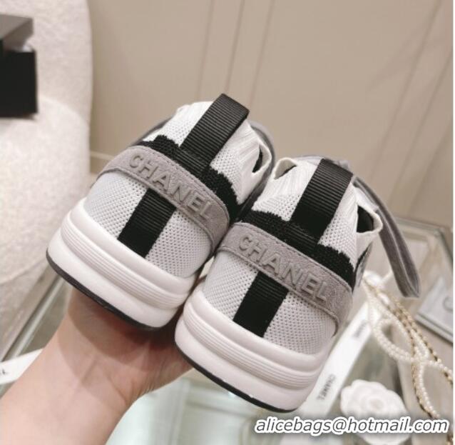 Discount Chanel Knit & Suede Sneakers G38750 Gray