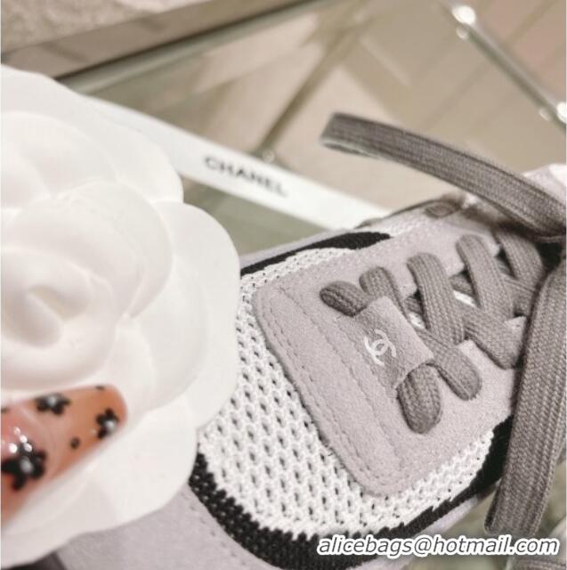 Discount Chanel Knit & Suede Sneakers G38750 Gray