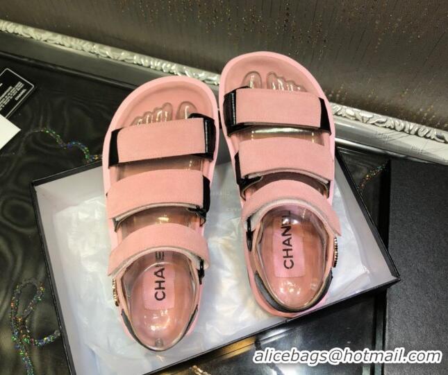 Buy Luxury Chanel Calf Leather Strap Flat Sandals 2030413 Pink