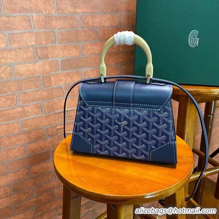 Classic Goyard Original Saigon Tote Bag With Strap Small 8942 Navy Blue