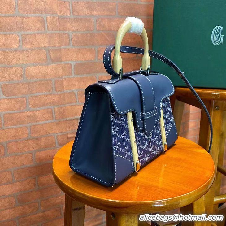 Classic Goyard Original Saigon Tote Bag With Strap Small 8942 Navy Blue