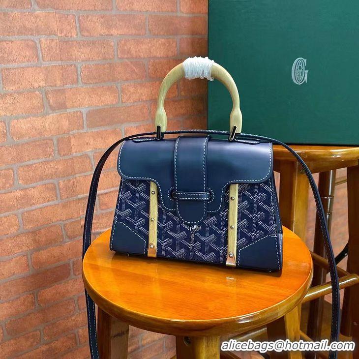 Classic Goyard Original Saigon Tote Bag With Strap Small 8942 Navy Blue