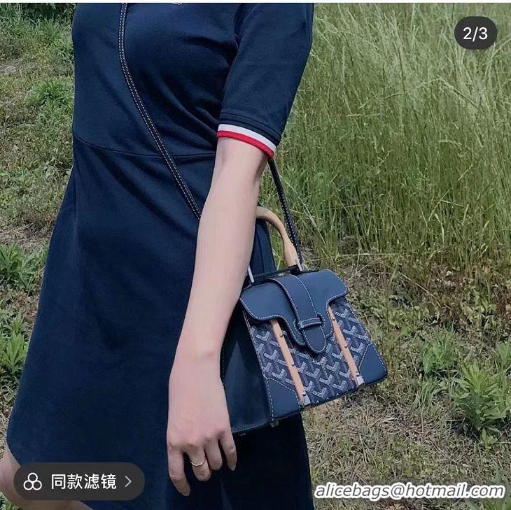 Classic Goyard Original Saigon Tote Bag With Strap Small 8942 Navy Blue