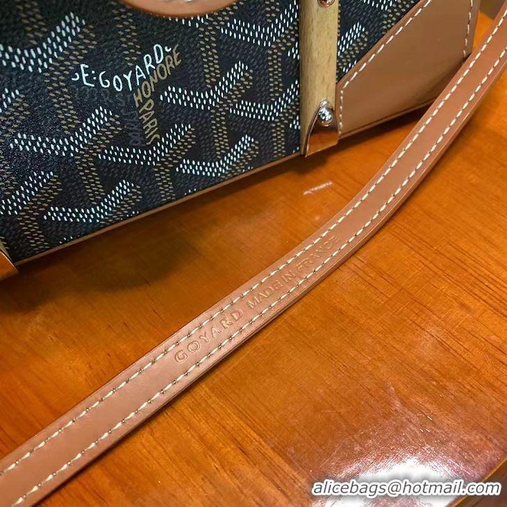 Most Popular Goyard Original Saigon Tote Bag With Strap Small 8942 Black And Tan