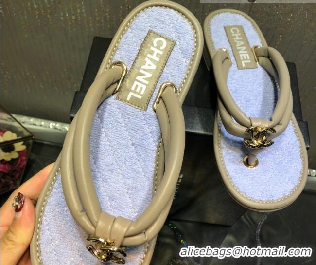 Reasonable Price Chanel Leather Thong Flat Sandals 030419 Apricot