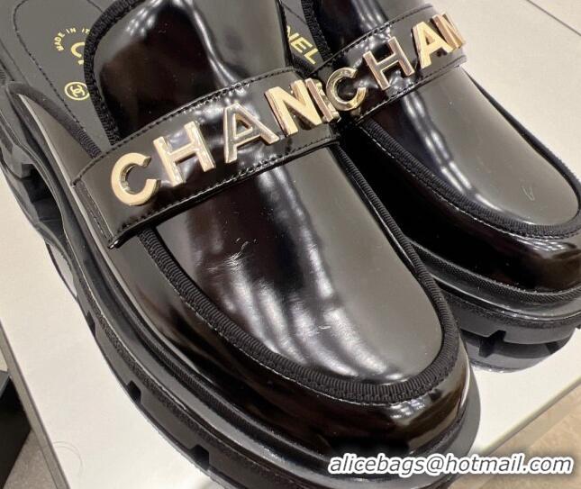 Low Price Chanel Shiny Calfskin Mules G37430 Black