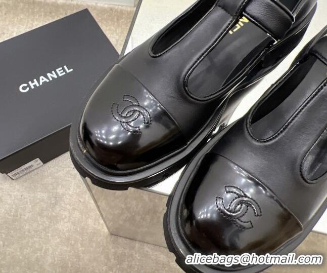 Best Price Chanel Calfskin Loafers with Buckle 030438 Black