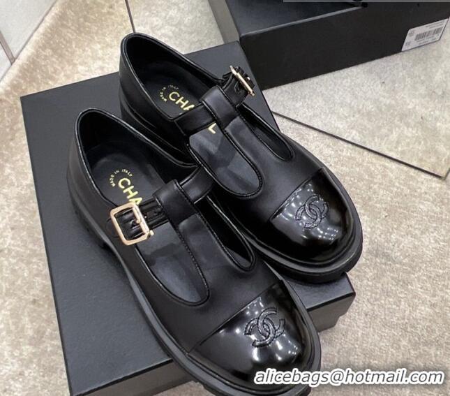 Best Price Chanel Calfskin Loafers with Buckle 030438 Black