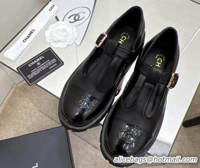 Best Price Chanel Calfskin Loafers with Buckle 030438 Black