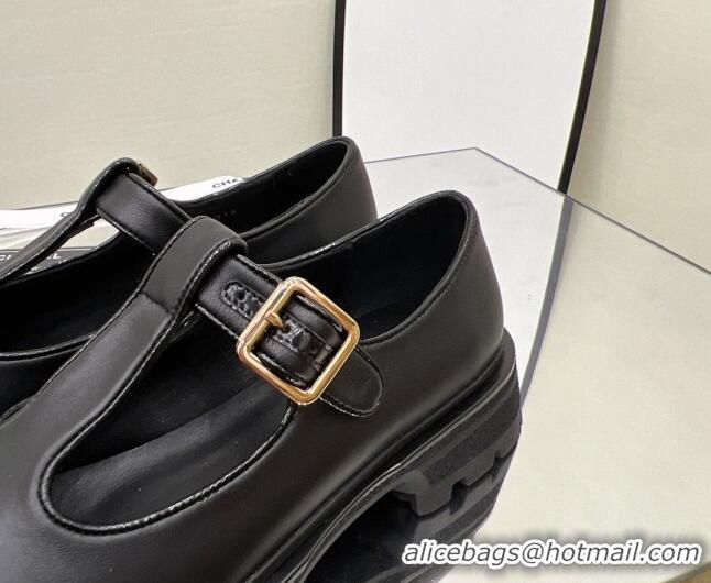 Best Price Chanel Calfskin Loafers with Buckle 030438 Black