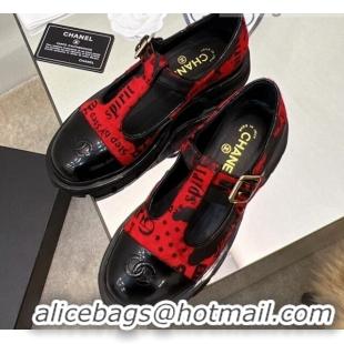 Top Quality Chanel Fur Loafers with Buckle 030440 Red