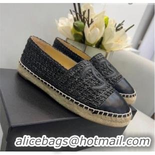 Duplicate Chanel Braided Fabric Espadrilles G29762 Black