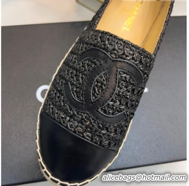 Duplicate Chanel Braided Fabric Espadrilles G29762 Black