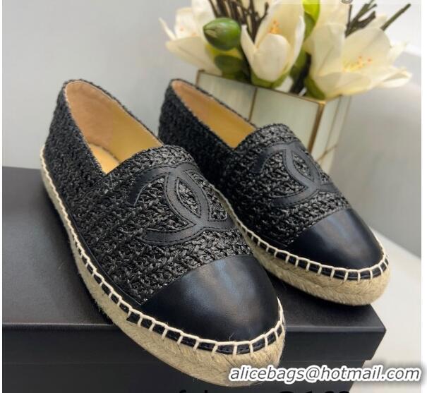 Duplicate Chanel Braided Fabric Espadrilles G29762 Black