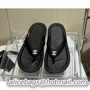 Best Price Chanel Thong Flat Slide Sandals 030460 Black