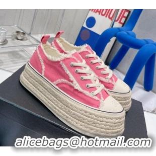 Super Quality Chanel Canvas Platform Sneakers 5cm 030462 Pink