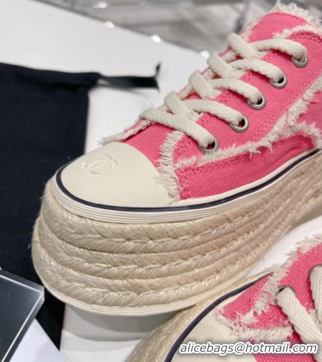 Super Quality Chanel Canvas Platform Sneakers 5cm 030462 Pink